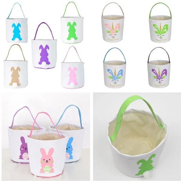 Leinwand Osterkorb Bunny Ohren gute Geschenktüten Geschenk Bucket Kaninchen Eggs Ostern Party Lieferungen Au24