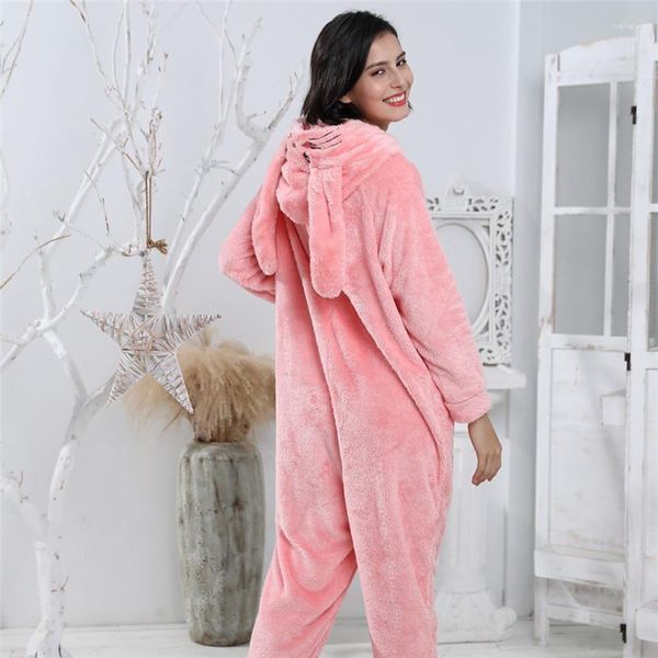 Frauen Nachtwäsche Tulin Mode dicke Flanellpyjama Set One -Stück Frau Onesies Kapuze Winter Herbst Koralle Fleece Homewear