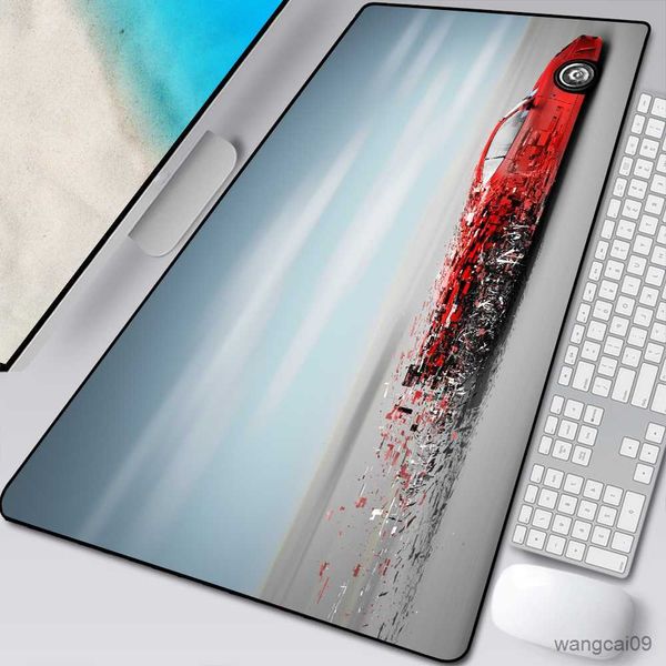 Fare pedleri bilek büyük boy serin araba güzel peyzaj desen fare ped masa palanime fare baskı bilgisayar oyununu kilitleme kenarı mousepad R230824