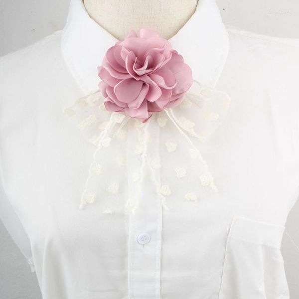 Broschen Stoff Spitze Rose Blume Brosche Biege für Frauen Mädchen Fashion Bowknot Schmuckhalsstifte Hochzeitszubehör Geschenke