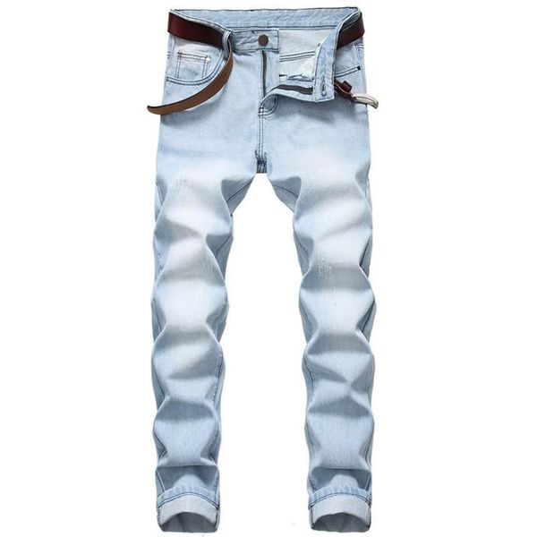 Jeans maschile plus size 38 42 40 2021 Fashion Moto Biker Mid Straight Men 90%Cotton Casual Slim Tasches Abbigliamento Trendy309F