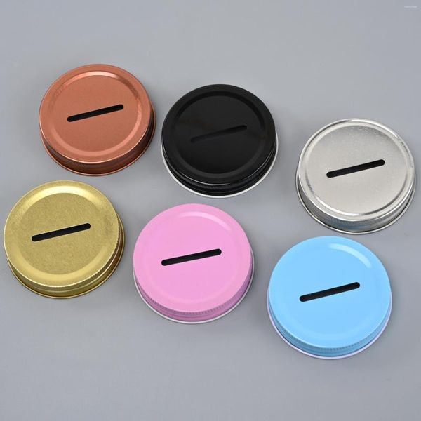 Depolama Şişeleri 8 PCS Para Yuvası Piggy Bank Kapakları Paslanmaz Çelik Metal Kapak Kapakları 70mm Kavanozlar Top konserve Yuvalı Ekler Kapaklar