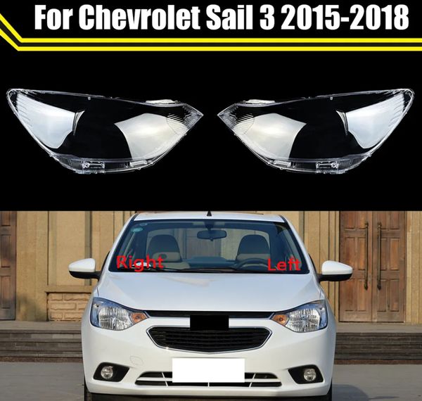 Casa de tais de lente de lente de vidro frontal do carro para Chevrolet Sail 3 2015-2018 Auto Transparente Auto Light Case Tampa do farol