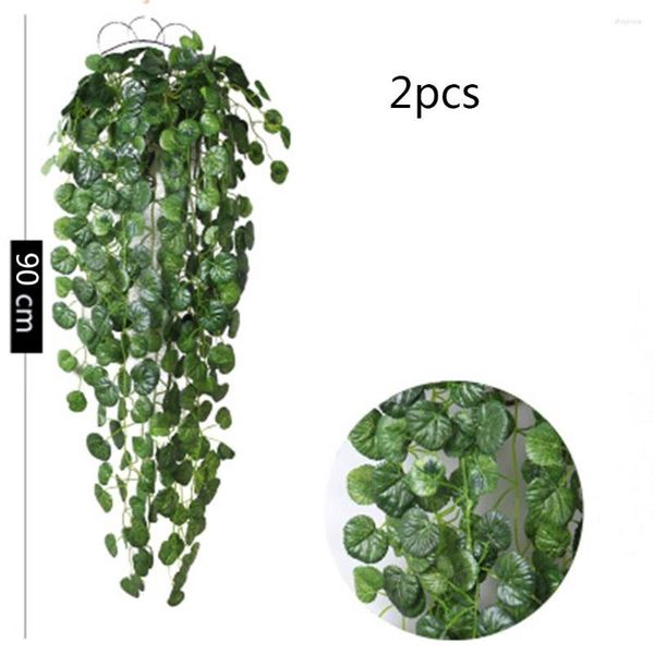 Flores decorativas 2pc Planta artificial de penduramento verde Vinha verde Garland Fake Begonia Rattan Wall Garden Decoration 90cm