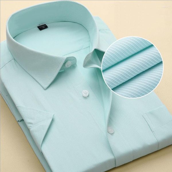 Camisas de vestido masculinas Camisa formal de manga curta de verão Twill Branco Black Green Green Business Masculino Social