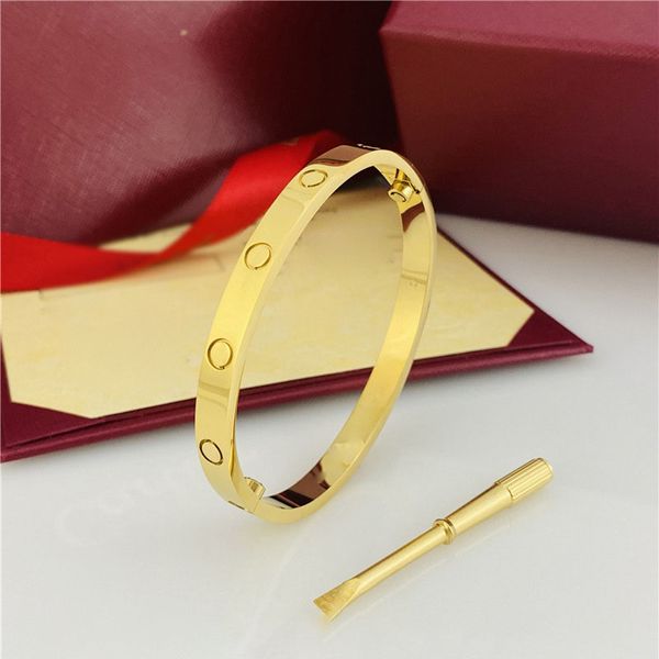 Design de luxo Love Screw Bangle Trendy Gold Plated Titanium Aço Mangueado Jóias de pulseira