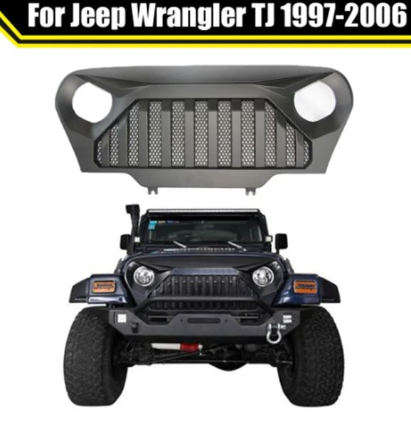 Araba Yarışı Izgara Kapağı Ön tampon kaput ızgara kapağı Jeep Wrangler TJ 1997-2006 Otomatik 4x4 Yol Parçaları Mesh Trim Izgaralar