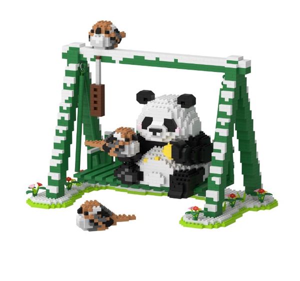 Lepin Brick Tesoro nazionale Panda gigante Blocchi di costruzione Giocattolo per bambini Altalena Figura Modello Kit Mattoni da costruzione assemblati Giocattolo Piccolo giocattolo di plastica Regalo di Natale