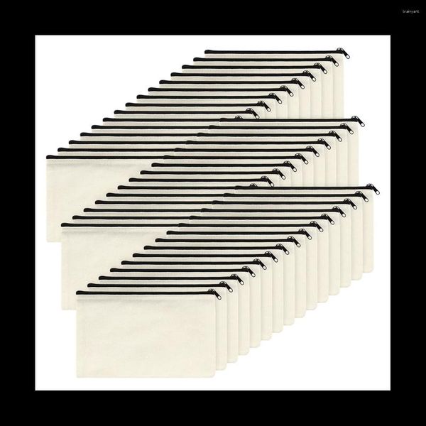 45pcs leere Leinwand Reißverschlussbeutel für DIY -Bastel -Make -up -Taschen mit Kosmetikbeutel (8,3 x 5 Zoll)