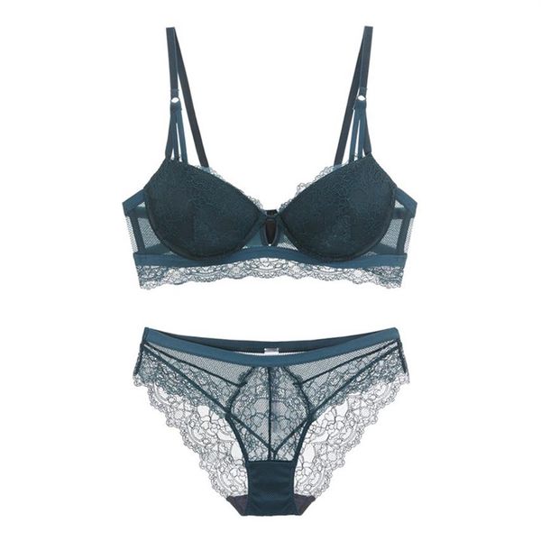 Sexy Spitze Push Up BH Set Unterwäsche Frauen BH und Slip Set Push Up für kleine Brüste Dessous Stickerei Tasse Spitzenseite Top3187