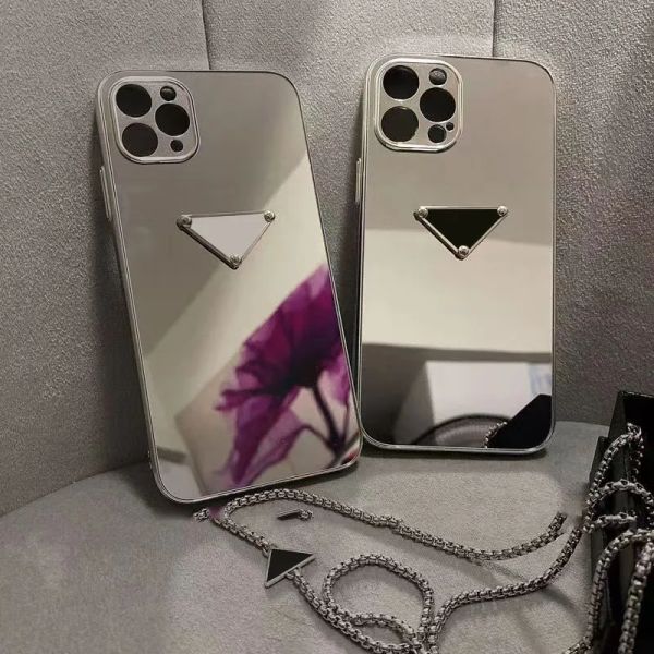 Casos de telefone de designer espelham a capa de superfície para iPhone 14 Pro Max 13 12 11 XS Lens de luxo lente unissex Phonecase à prova de choque Shell