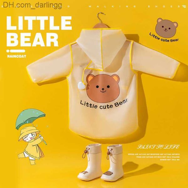 Little Bear Cute Children's Impermeabile Impermeabile Giacca antipioggia Cappotto Cappotto Copriabito Abbigliamento Bambini Ragazza Ragazzo Giallo Verde Q230824