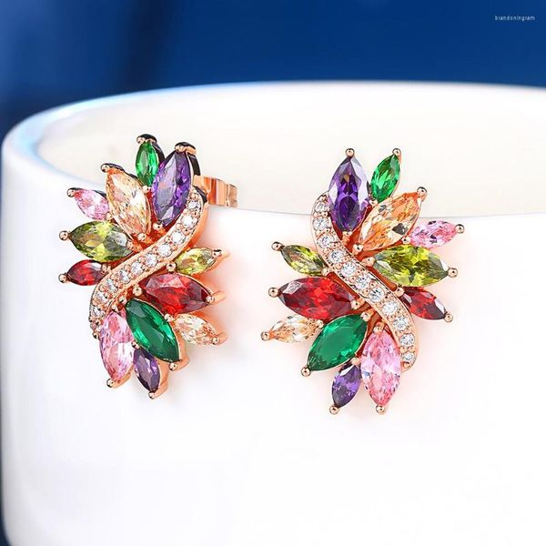 Orecchini per borchie Luxury Colorful Crystal Drop per donne Bridal Ethnic India Stile penzolamento Earing Party Wedding Fashion Jewelry E525