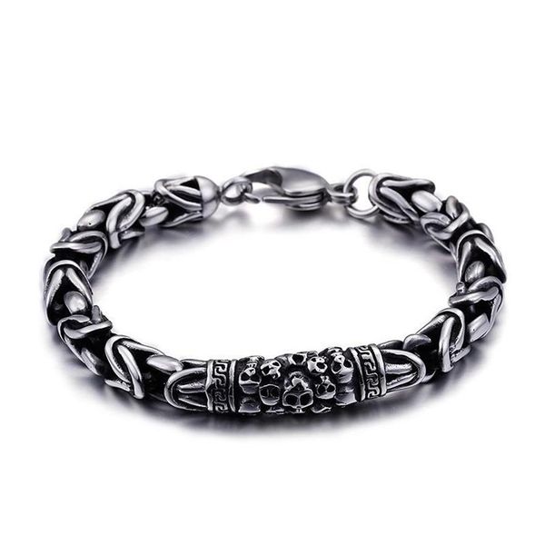 Link Chain Fashion Vintage Style Viking Armband Handgelenk Silber Farbe Charme Schädel für Männer Schmuck233x