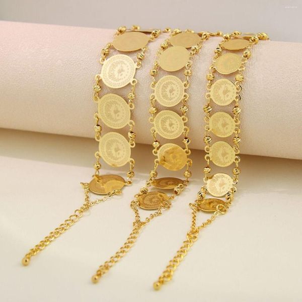 Braccialetti di fascino braccialetto di monete turche 18k in oro oro medio Oriente Dubai Lucky Bangle Woman Festival Event Event Event Event Regalo