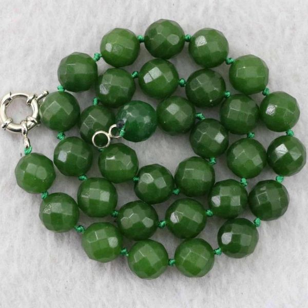 Ketten Taiwan grüner Naturstein Chalcedony Jades facettiert um 8 mm 10 mm 12 mm Halshöhe Schmuckkette Halskette für Frauen 18inch