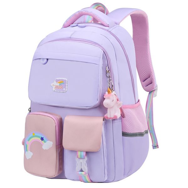 Mochilas Modas de Moda Coreana Rainbow Strap Soly School For Teenagers Girls Childrens Backpacks impermeáveis ​​Mochilas infantis Mochilas 230823