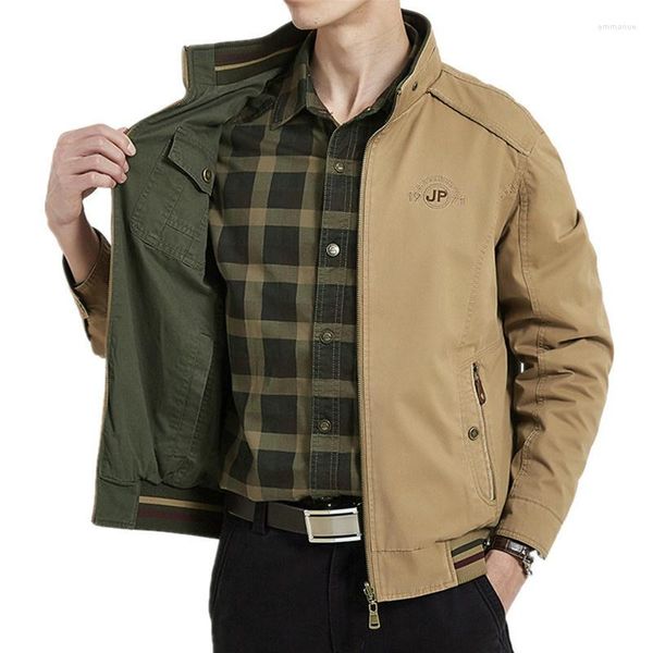 Giacche da uomo marca con giacca militare a doppia facciale 7xl 8xl Spring Autumn Cotton Business Casual Casual Multiquetas Hombre