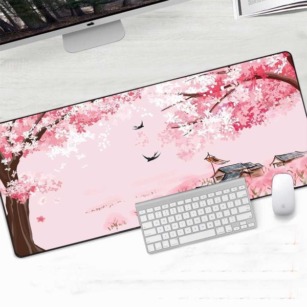 Мышиные накладки запястья розовая вишня Mousepad Mousepad Sakura Office Compunity Computer Rubber Soft Mouse Pad 80x30 90x40 Стол. Мат R230824