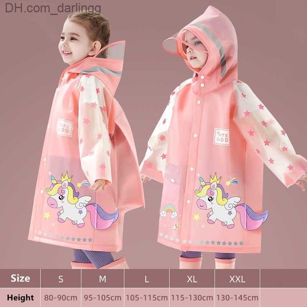 Bambini impermeabile pioggia impermeabile poncho fumetti unicorno dinosauro per bambini scolare studentessa piogge e ragazze viaggi piovosi Rain abbigliamento Q230824