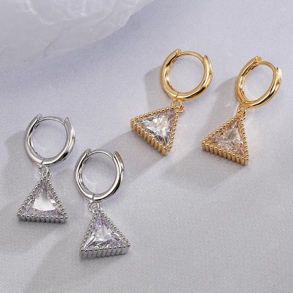 Brincos pendurados comprar 2023 moda ouro/prata cor 3 estilo gota para mulheres menina cz zircon waterdrop coração triângulo brinco