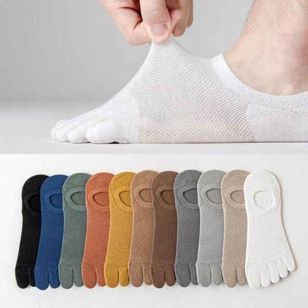 Herrensocken süße dünne Baumwolle atmungsaktives Schweiß absorbieren mehrfarbige flache Mundgitter mit fünf Fingerprodukten