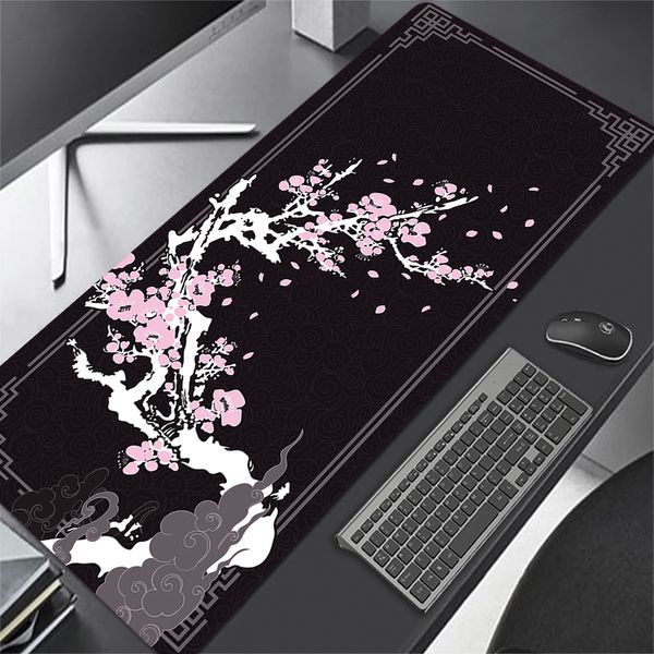 Pads del mouse Poggiorno Resti Sakura MousePad Accessori da gioco giapponese grande cuscinetto nero rosa tavolino da scrivania kawaii xxl per moquette computer 230823