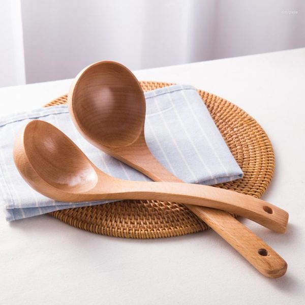 Cucchiai a manico lungo cucchiaio addensato addensato durevole antiaderente porridge in legno in legno in legno utensili da cucina in legno