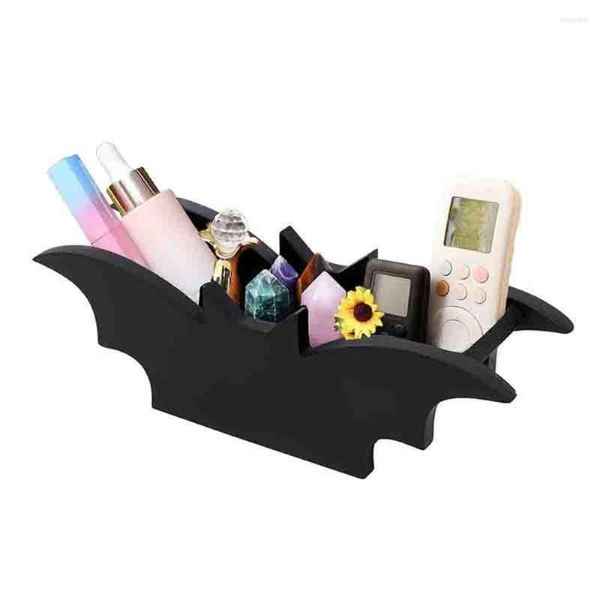 Dekorative Teller Halloween Goth Bat Crystal Display Ständer Holz Tischlampen Dekoration Schmucktablett Heimat Bad Aufbewahrungsbox Regal