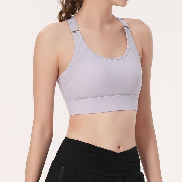 Lu Yoga Bra Sport Sports biancheria intima canotte fitness tops Women ad alta resistenza ad alta resistenza elasticità a tre righe elasticità rapida a secco e traspirato svuotato palestra di corsa panoramica viola