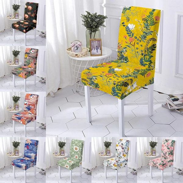 Stuhlabdeckungen Blumenmuster Abdeckung Blumendruck gedruckter elastischer Abzüge Stretch Sitzschutzkoffer für Esszimmer El Küche 1pc