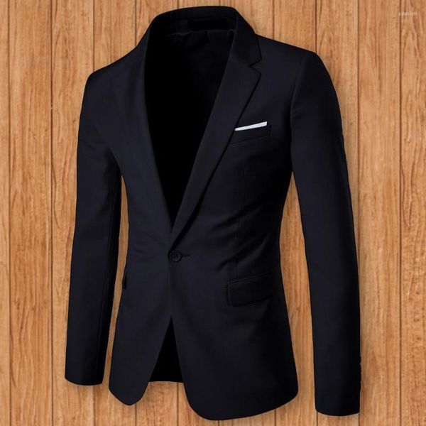 Ternos masculinos de terno elegante casaco de cor sólida machos fino fisos de blazer puro