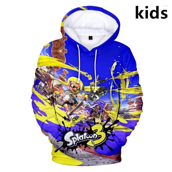 Hoodies masculinos de 2 a 14 anos infantil jogo de tiro com capuz 3D moletons molhares meninos meninas desenho animado jaqueta de roupas infantis