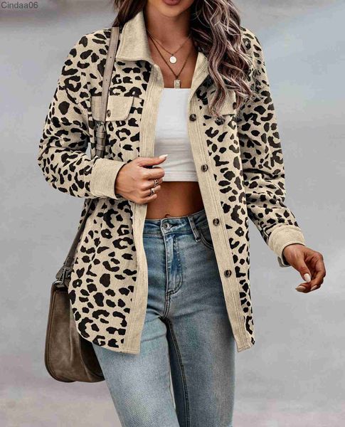 Jaqueta de designer feminina outono inverno jaquetas moda leopardo impressão botão de manga comprida casacos mulher