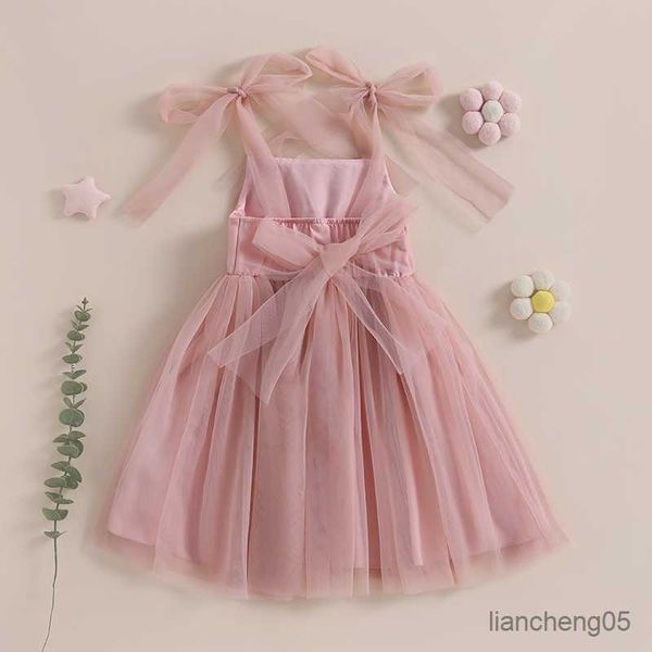 Mädchenkleider Kinder Mädchen Kleid Kleid mit hünen und schultergurt geschichteten Kleid Kleider Sommer Freizeitkleidung Prinzessin Kleid R230824