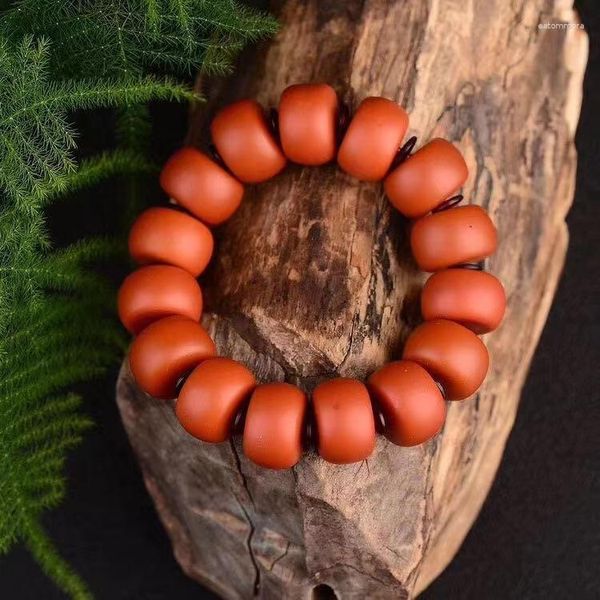 Caschetti per gioielli arancione arancione vecchia api cera d'api glassata ambra perle a tamburo singolo braccialetto anello pietra originale.