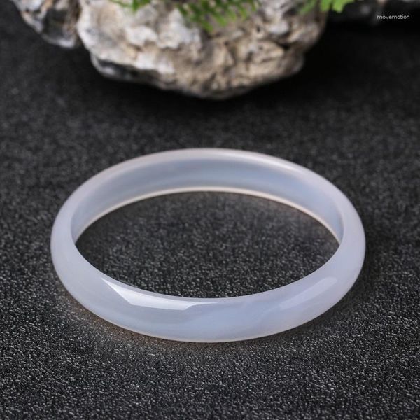 Armreifen natürliche Jades Armband Frauen Fein Schmuck Accessoires Echte weiße Chalcedony Achate Armreifen für Freundin Mutter Geschenke