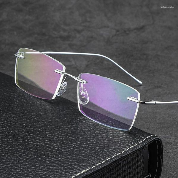 Sonnenbrillen Frames Mode Randless Business Eyewear Ultra Light Pure Titanium Luxus optische verschreibungspflichtige Brille Mann Frau große Größe