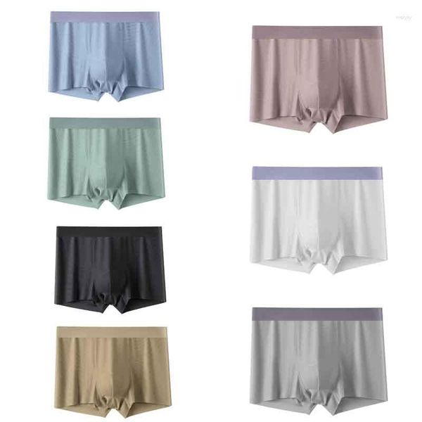 Underpants Men biancheria intima 4xl seta ghiacciata all'angolo piatto estate sottili pantaloni trasparenti trasparenti pantaloncini senza tracce di lunghezza da uomo femminuccia