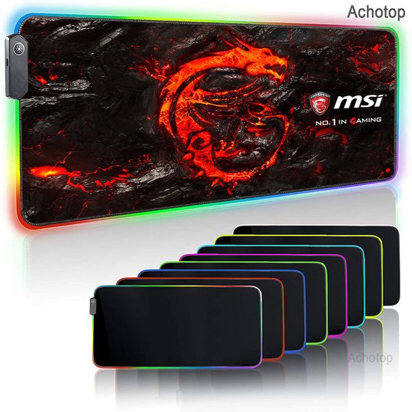 Maus -Pads Handgelenk ruhen MSI Dragon LED Light Gaming Pad RGB Große Tastaturabdeckung Nicht -Slip -Gummi -Basis -Computer Teppich Matte XL PC -Spiel Mousepad 230823