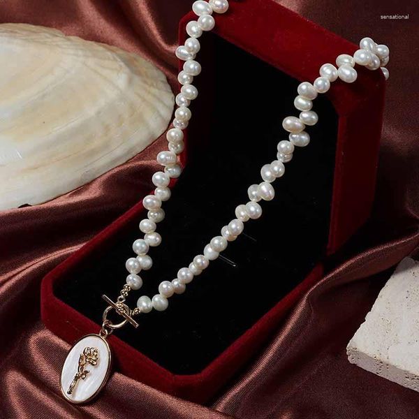 Colares pendentes Românticos Colar de Flor de Rosa para Mulheres Declaração Elegante de Água Doce Cara, Pearl Cara Jóias de Luxo Simples