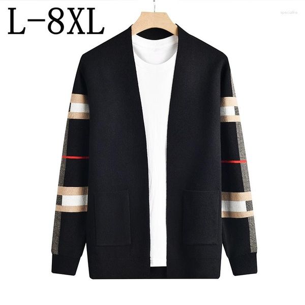 Männer Pullover 7XL 6XL 2023 Herbst Winter Kaschmir Strickjacke Männer Koreanischen Stil Herren Strickjacken Pullover Weiche Warme Männliche Jacken