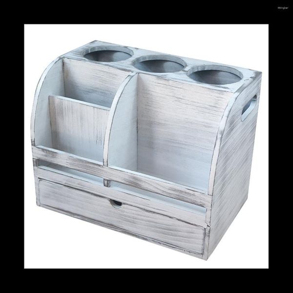 Set di accessori per il bagno Porta asciugacapelli in legno rustico per il bagno Controsoffitto Vanity Box Vassoi Cosmetici Organizer Strumenti Forniture