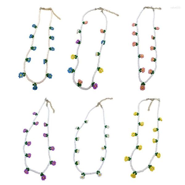 Colares pendentes requintados colar de gargantilha de miçangas artesanais com jóias femininas de criação de femininas de design de flores nneck y2k