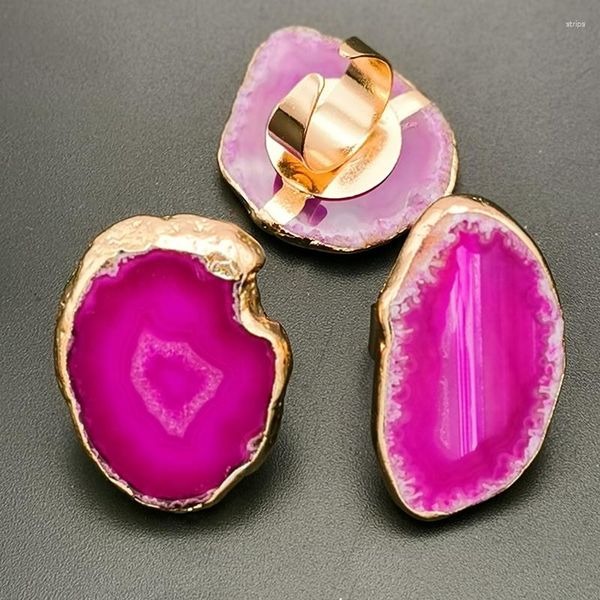 Ringos de cluster Boho Irregular Natural Stone Agate Flices Sunflower Wide Open Ring para mulheres Jóias de dedos redizados em ouro