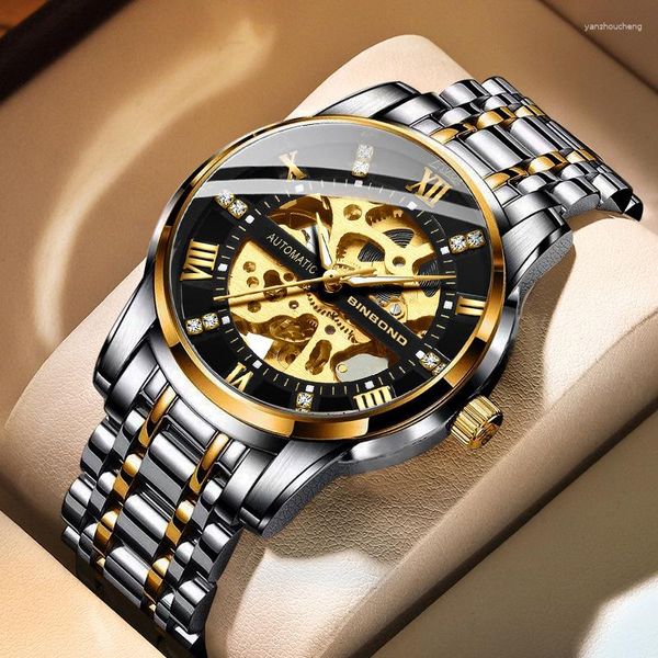 Armbanduhren mechanische Luxus -Männer automatisch Watch Hollow Luminous wasserdichte studentische koreanische Stil Einfacher Modetrend -Zifferblatt Einfach zu tragen