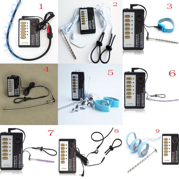 Giocattoli per adulti BDSM Due uscite Host Scossa elettrica Spina per pene Kit di anelli per catetere Stim Cock Dilatatore uretrale Prodotti del sesso maschile 230824