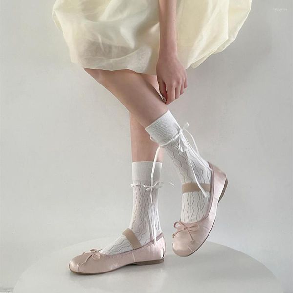 Donne calze in stile giapponese kawaii ballet nastro bowknot bendaggio carino lolita lonte dolci ragazze nere bianca