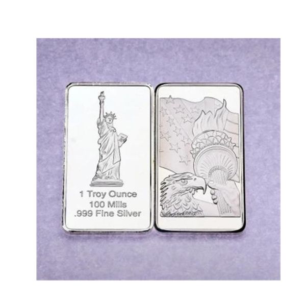 USA Eagle Statue of Liberty Gedenkmünzen der Vereinigten Staaten Rechteck Silber Souvenir Medaillon Token Bar.CX