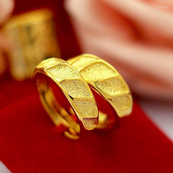 Обручальные кольца 24k золота, покрытая парой, тусклые польские классические любители годовщины